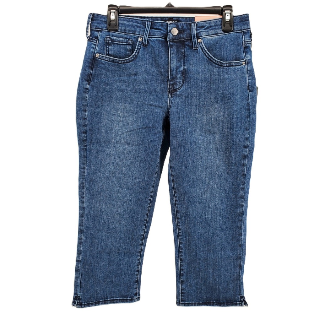 NYDJ Curves 360 Womens Size 6 Slim Straight Crop Jeans Caliente Dark Wash Denim‎